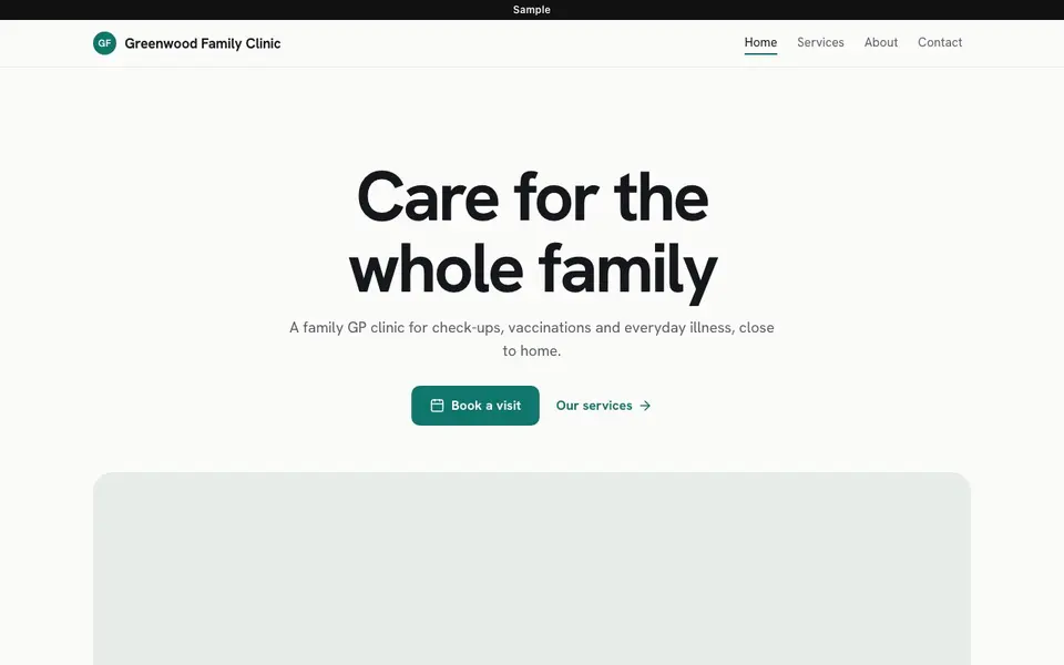 Sample Clean website for a clinic