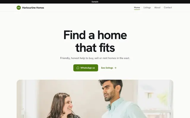 Sample Clean website for a property agency, on a desktop