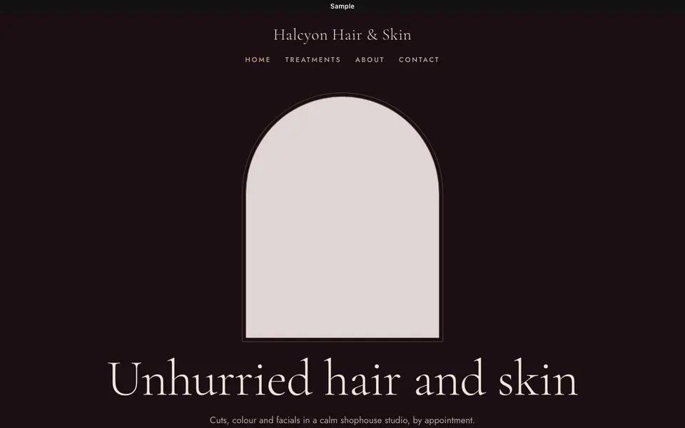 Sample Dark luxe website for a salon